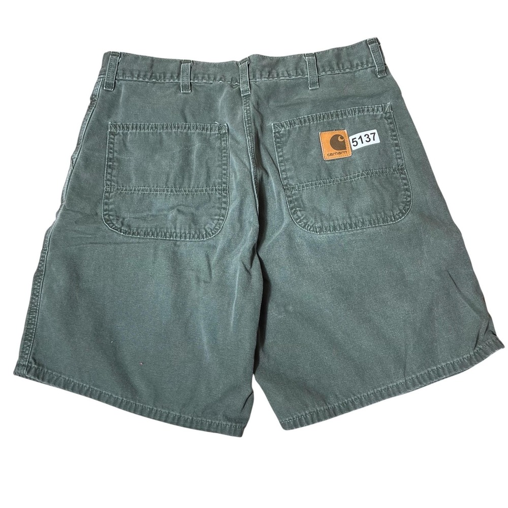 RARE VTG 90s Carhartt B35 MOS Hunter Green Jean Shorts Y2K Jorts Baggy Size 32